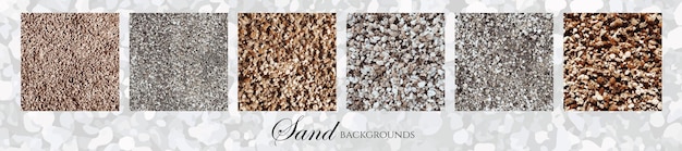Vecteur ensemble de 6 textures de sable. élément vectoriel pour fonds d'écran et arrière-plans