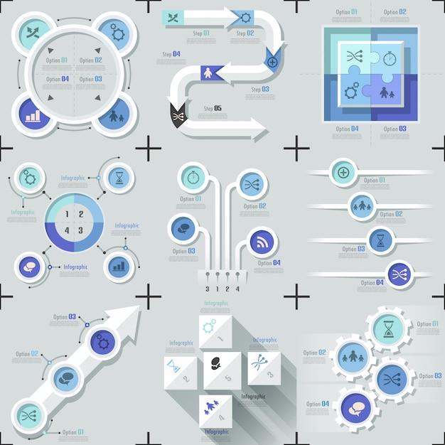 Ensemble De 9 Modèles D'infographie Plat Minimal