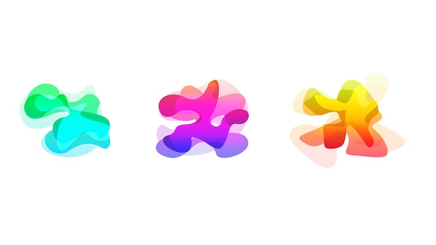 Ensemble Abstrait Collection Couleur Liquide Formes Géométriques Dégradé Fluide éléments Dynamiques Bannière Logo
