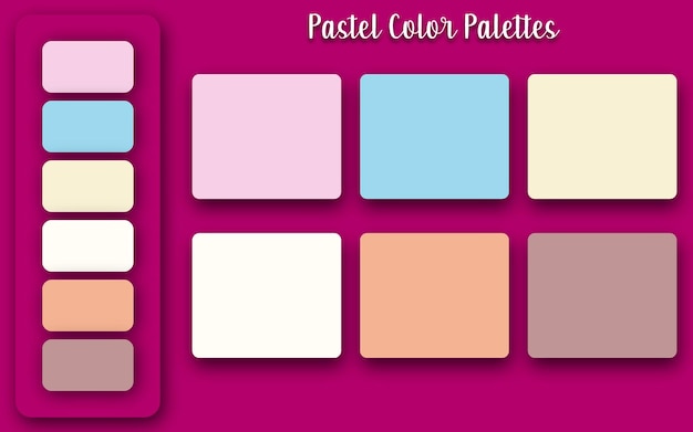 Ensemble abstrait de palettes de couleurs pastel à la mode, arrière-plan pour la conception ui ux