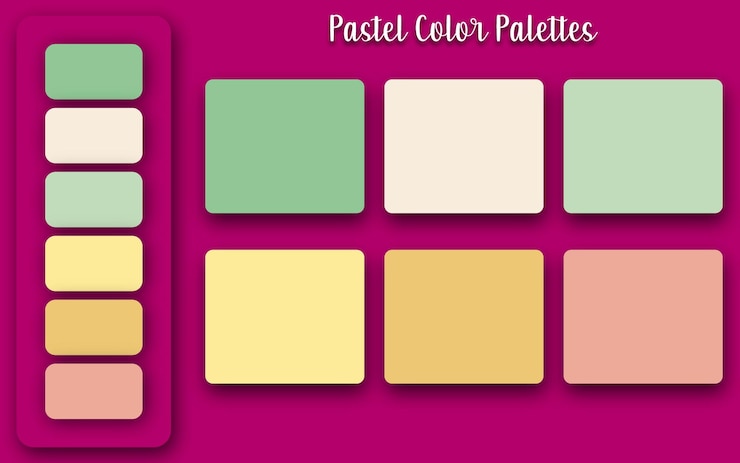 Vecteur ensemble abstrait de palettes de couleurs pastel à la mode, arrière-plan pour la conception ui ux