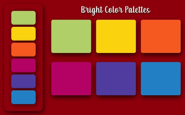 Ensemble abstrait de palettes de couleurs vives à la mode, arrière-plan pour la conception ui ux