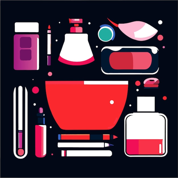 Vecteur ensemble d'accessoires de beauté ou de cosmétiques ou de maquillage collection illustration vectorielle