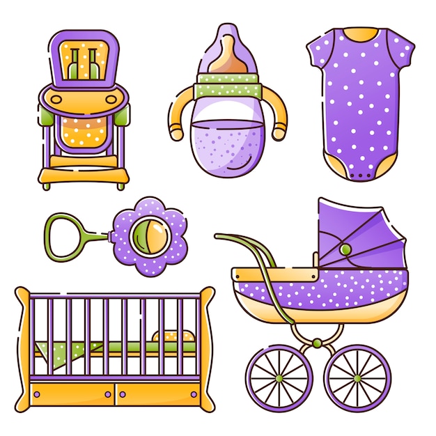 accessoires bébé nouveau-né 2168800 Art vectoriel chez Vecteezy