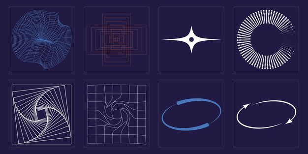 Ensemble d'actifs graphiques vectoriels Figures postmodernes géométriques à la mode Formes abstraites modernes
