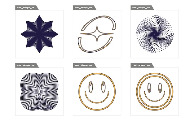Ensemble d'actifs graphiques vectoriels Grande collection de symboles géométriques graphiques abstraits Icônes minimalistes plates
