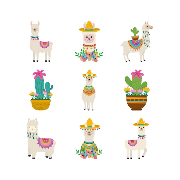 Ensemble D & # 39; Adorable Alpaga à Décor Mexicain