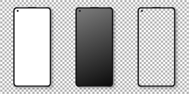 Ensemble D'affichage Réaliste Pour Smartphone. Smartphone Isolé Sur Fond Transparent. Illustration Réaliste.
