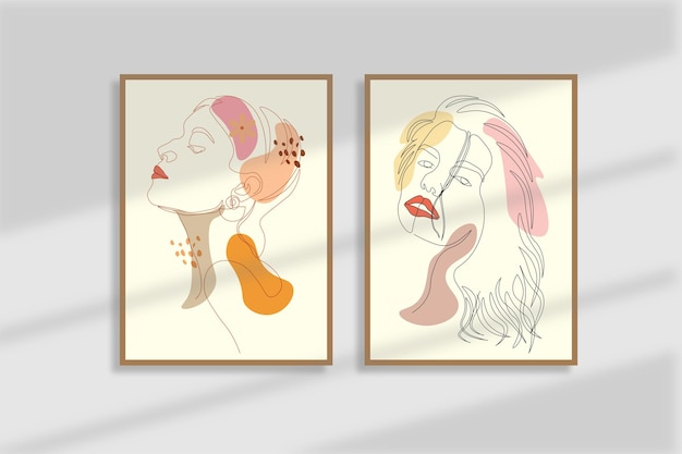 ensemble d'affiches d'art mural du milieu du siècle collection de visages de femmes