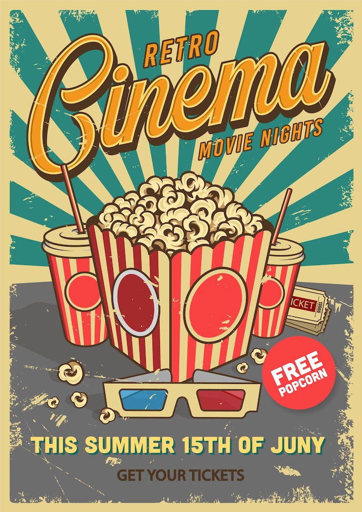 Vecteur ensemble d'affiches de cinéma vectoriel affiches rétro affiches de cinéma