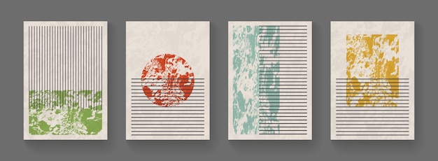 Ensemble D'affiches Géométriques Minimales. Couvertures Modernes Abstraites Avec Des Formes Simples. Arrière-plans Rétro Minimes.
