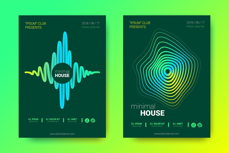 Ensemble d'affiches d'invitation à la musique abstraite