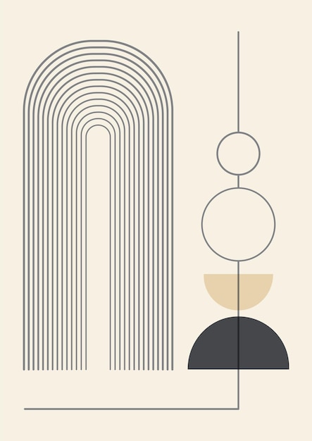 Vecteur ensemble d'affiches de lignes minimalistes et d'éléments géométriques illustrations esthétiques modernes conception artistique de style boho pour la décoration murale