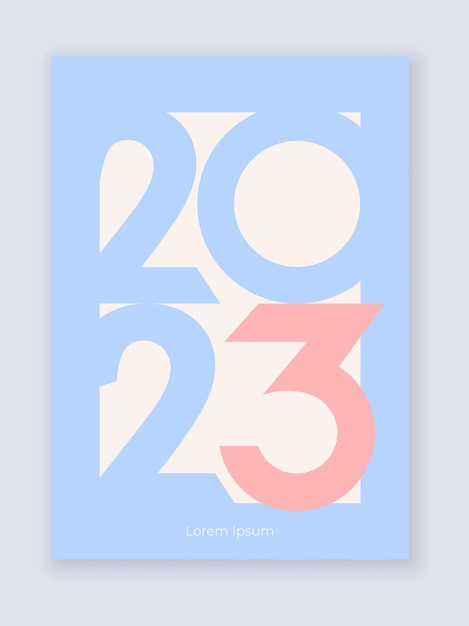 Ensemble D'affiches Minimalistes Du Nouvel An 2023 Couverture Pastel Vectorielle Joyeux Noël Et Bonne Année Modèles De Conception Pour La Typographie Concept D'illustration Vectorielle