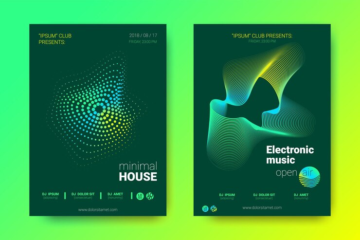 Ensemble d'affiches pour la musique électronique