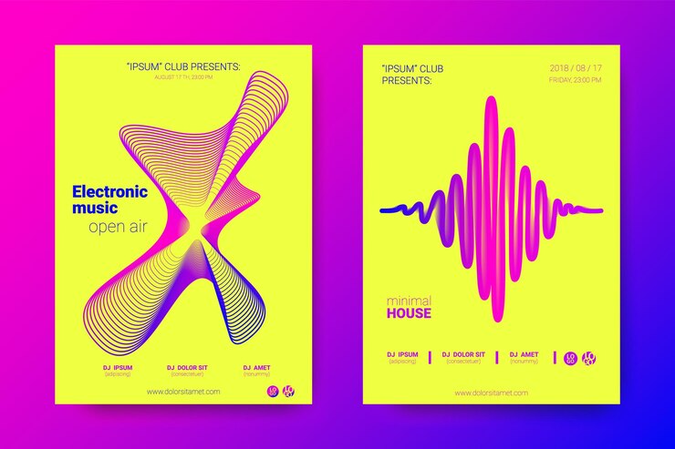 Ensemble d'affiches pour la musique électronique
