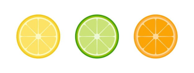 Ensemble d'agrumes frais citron vert citron tranche d'orange fruits tropicaux mûrs Illustration vectorielle