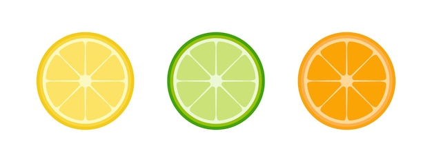 Ensemble d'agrumes frais citron vert citron tranche d'orange fruits tropicaux mûrs Illustration vectorielle