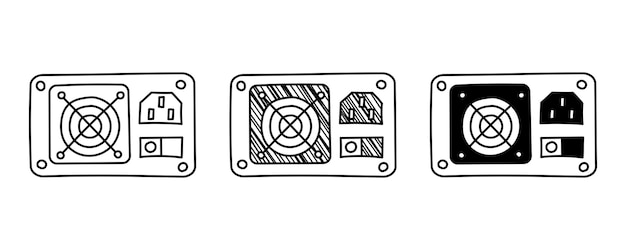 Ensemble D'alimentation Vectorielle Dessinée à La Main Dans Un Style De Dessin Animé Doodle