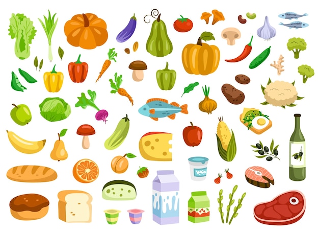 Ensemble d'aliments sains