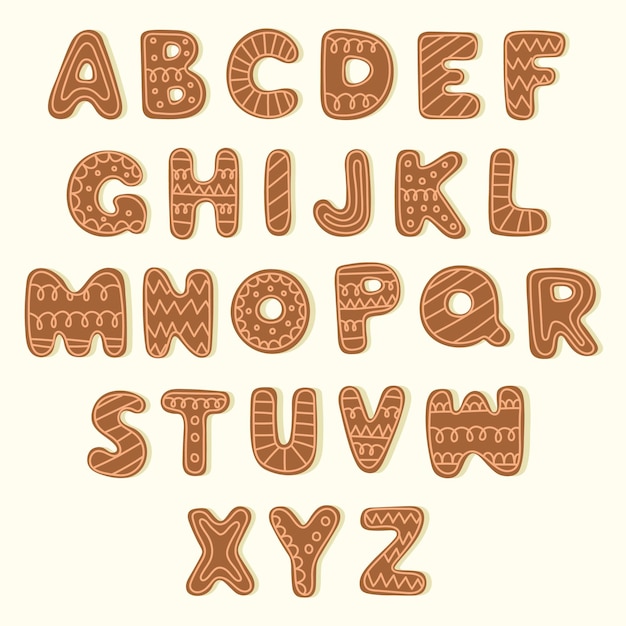 Ensemble d'alphabet de Noël en pain d'épice