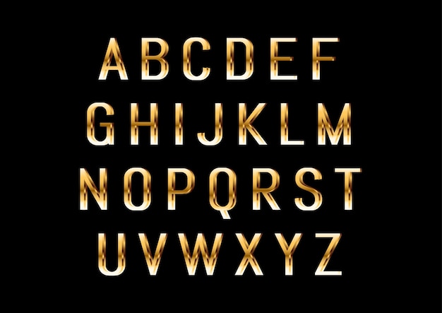 Ensemble D'alphabets Modernes En Or Brillant