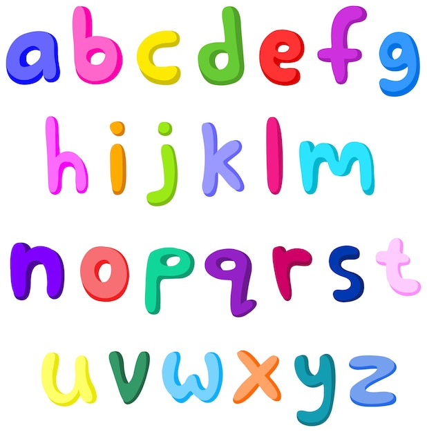 Ensemble d'alphabets en petites lettres colorés