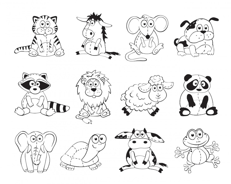 Ensemble d'animaux de dessin animé
