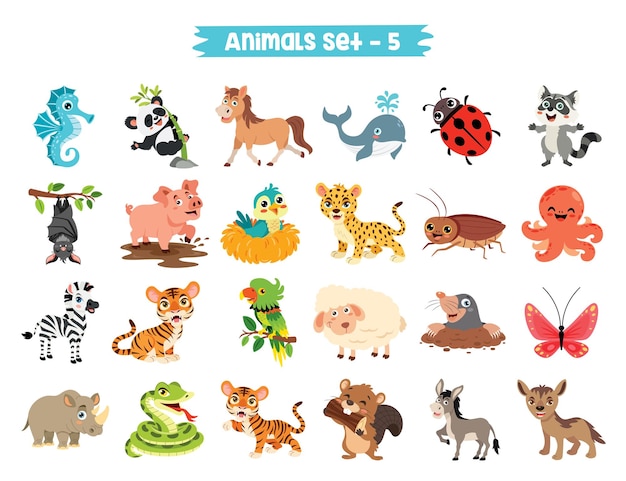 Vecteur ensemble d'animaux de dessin animé