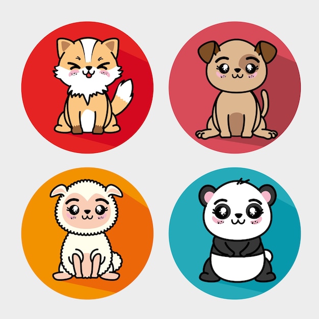 Ensemble D'animaux Mignons Vector Illustration Graphisme