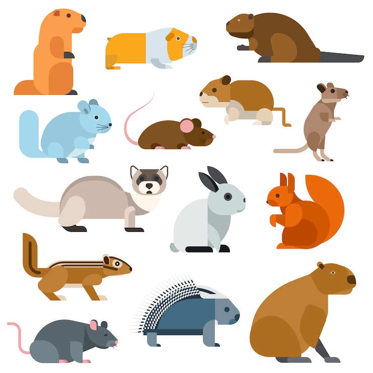 Vecteur ensemble d'animaux de rongeurs de dessin animé.