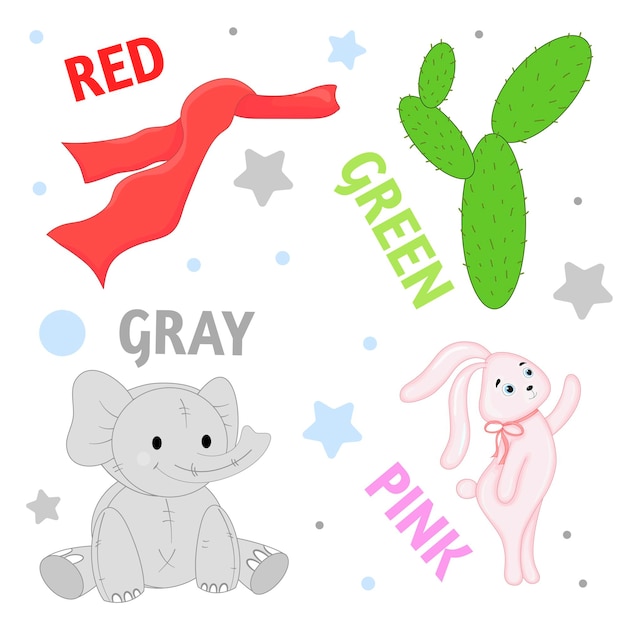 Ensemble D'animaux Sauvages Et D'insectes Pour Enfants Rose, Rouge, Vert, Gris.