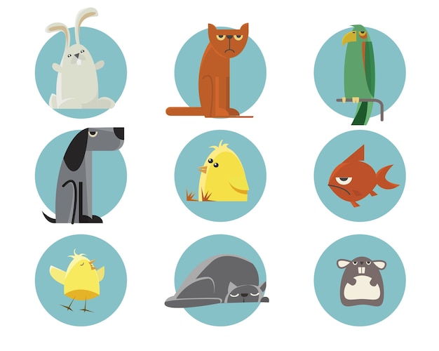 Ensemble D'animaux Vectorisés Illustrés. Pour Un Design Gratuit