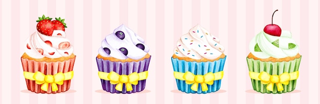 Ensemble Aquarelle De Cupcake