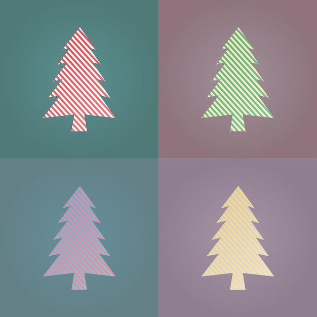 Ensemble d'arbres de Noël colorés