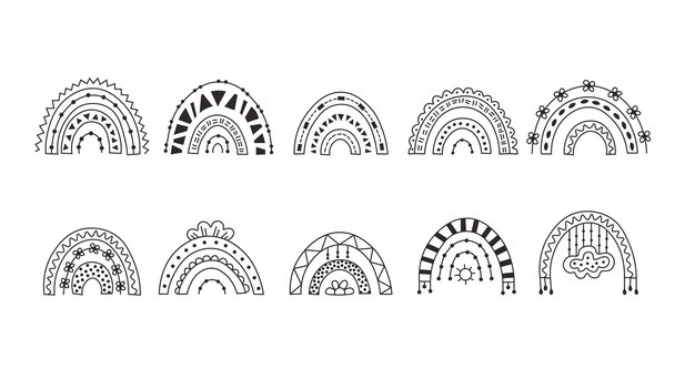 Ensemble d'arcs-en-ciel Doodle