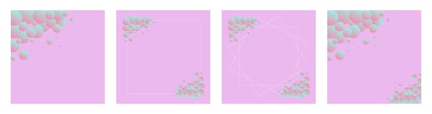 Vecteur un ensemble d'arrière-plans et de cadres roses modèles pour les réseaux sociaux de texte publie des présentations abs