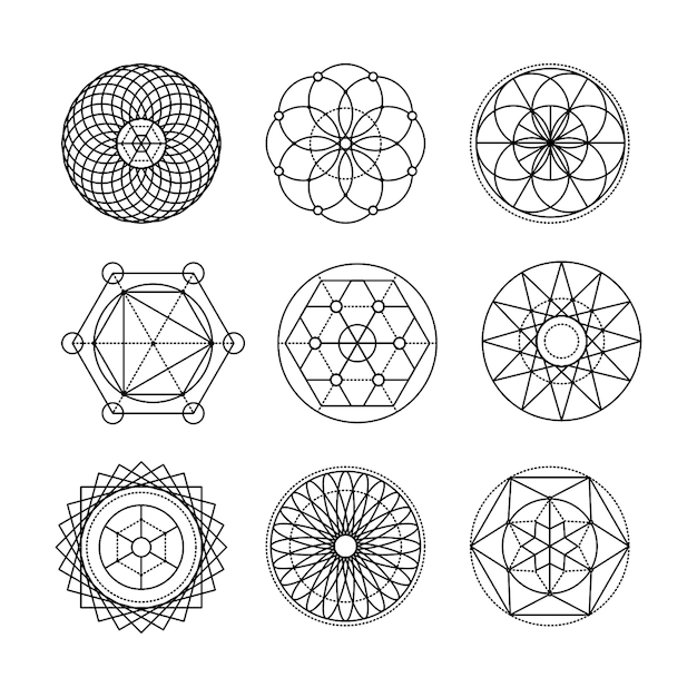 Ensemble d'art de mandala vectoriel géométrique