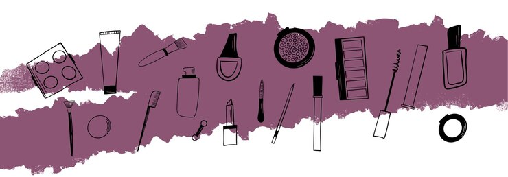 Vecteur l'ensemble d'articles de beauté et de bien-être dessinés à la main