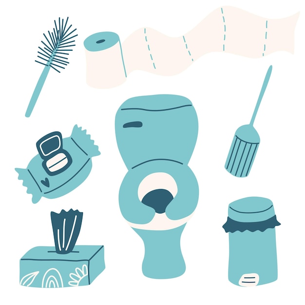 Vecteur ensemble d'articles de toilette clipart vectoriel dessiné à la main