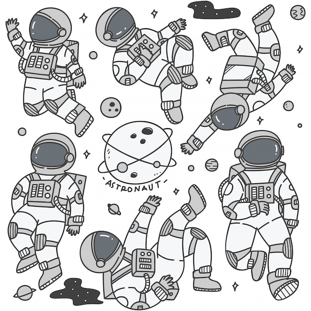 Vecteur ensemble d'astronaute dans différentes poses