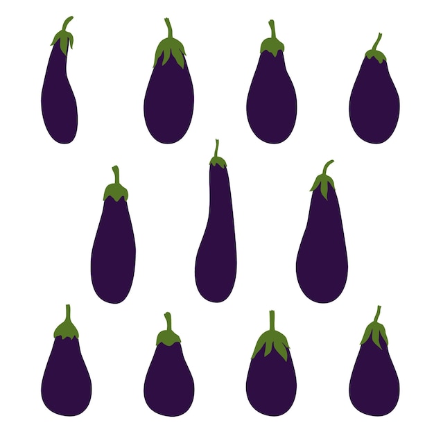 Ensemble D'aubergines Illustration Vectorielle