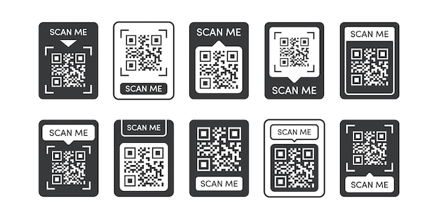 Ensemble D'autocollants De Code Qr Couleur Noire