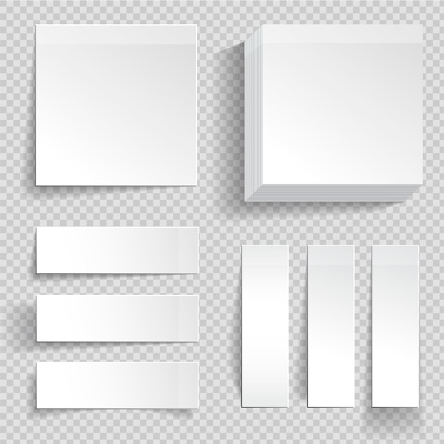 Vecteur ensemble d'autocollants mémo adhésifs avec différents types d'ombre