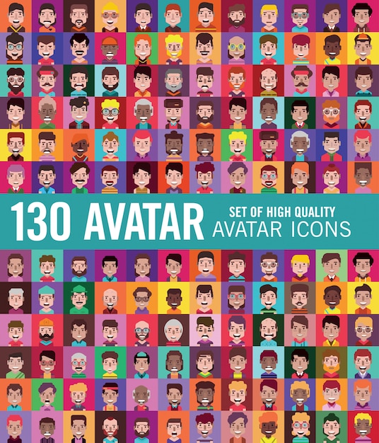 Vecteur ensemble d'avatar de personnes stylisées