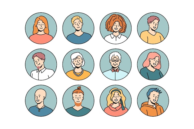 Ensemble D'avatars De Personnes Diverses