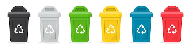 Ensemble de bacs de recyclage pour les ordures dans un design plat