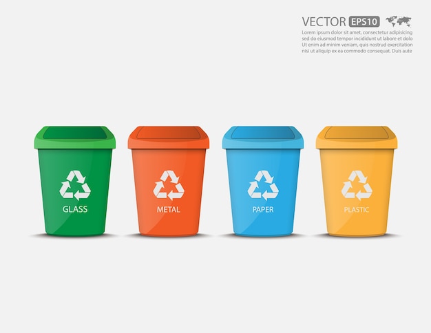 Ensemble de bacs de recyclage vide coloré