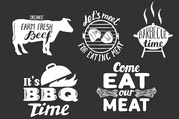 Ensemble De Badges D'étiquettes Vectorielles De Citations De Viande De Barbecue