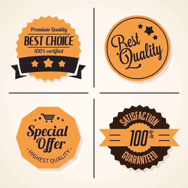 Ensemble de badges et étiquettes vintage rétro